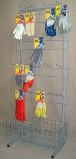 Stojak z hakami i koszami