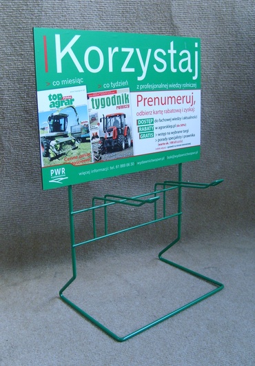 Stojak ladowy na 2 haki, z uchwytem na logo