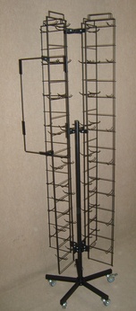 Stojak obrotowy 4 ściany z hakami, dodatkowe miejsce na grafikę